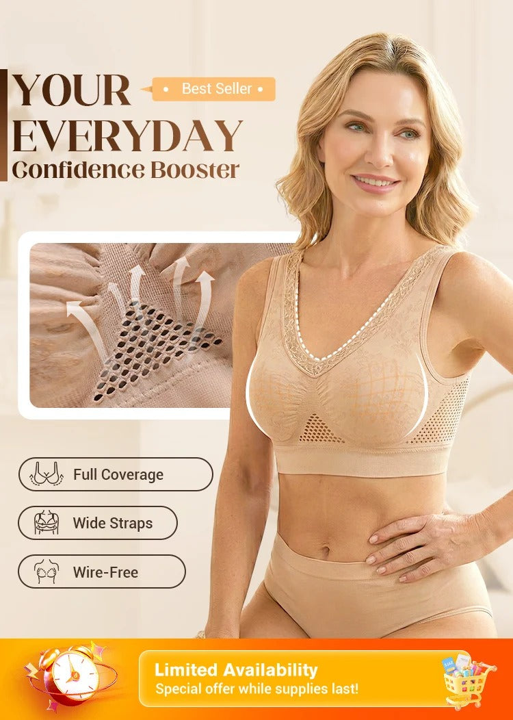 Pack of 3 - Lace Wireless Pure Cotton Buttonless Comfy Lifting Bra