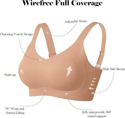 Pack of 3 Seamless Full Coverage Push Up No Underwire Bras