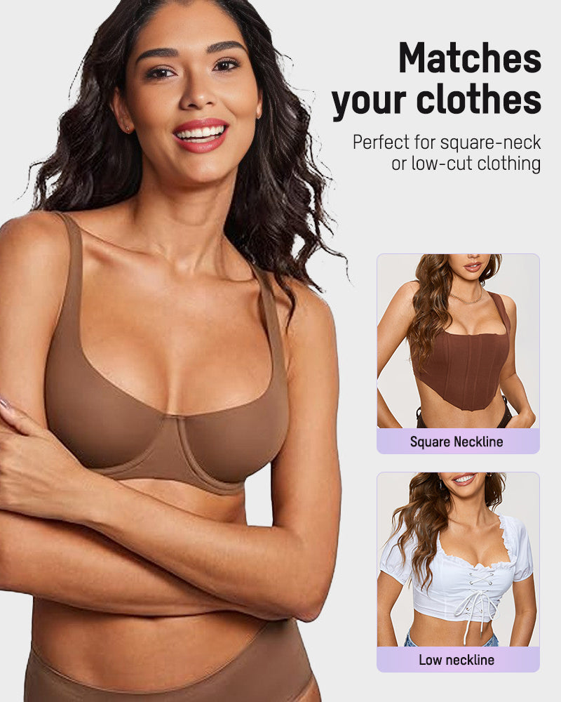 Pack of 3 Underwire Support Seamless Unlined Balconette Bra