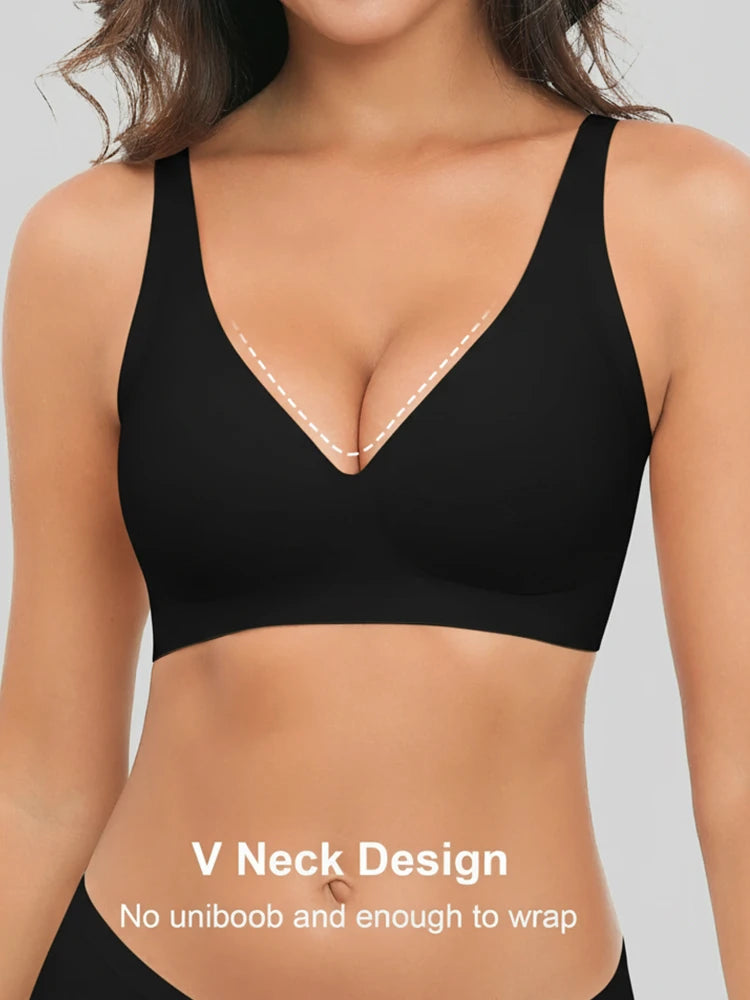 Pack of 2 Jelly Wireless Seamless Deep-V Push-Up Bra