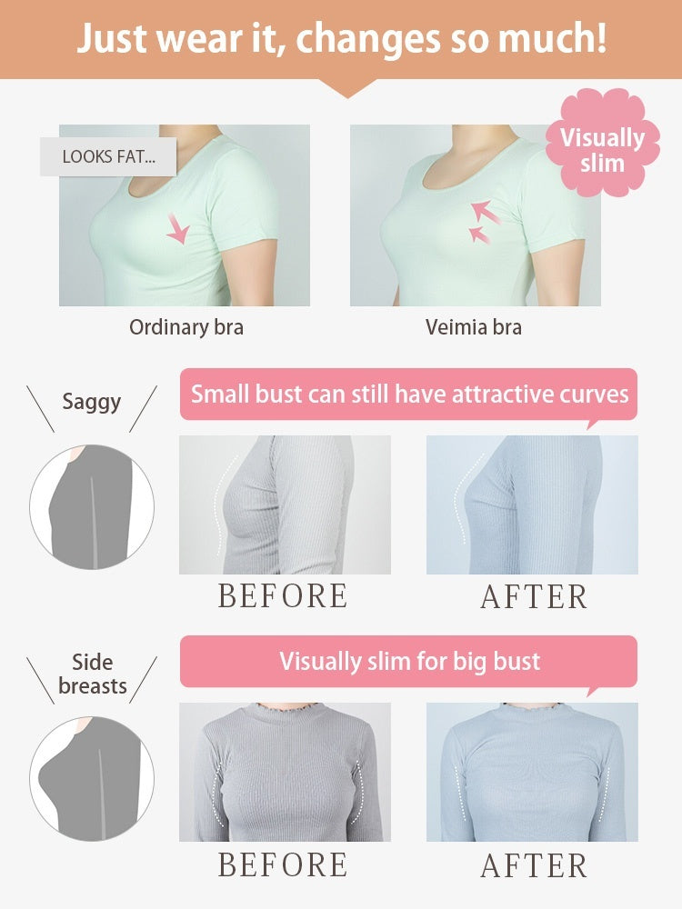 PACK OF 3:  VEIMIA Lifting Minimizer Bra For Big Breasts Anti-sagging, Ultra-thin Cups With Invisible Foundation Color Design