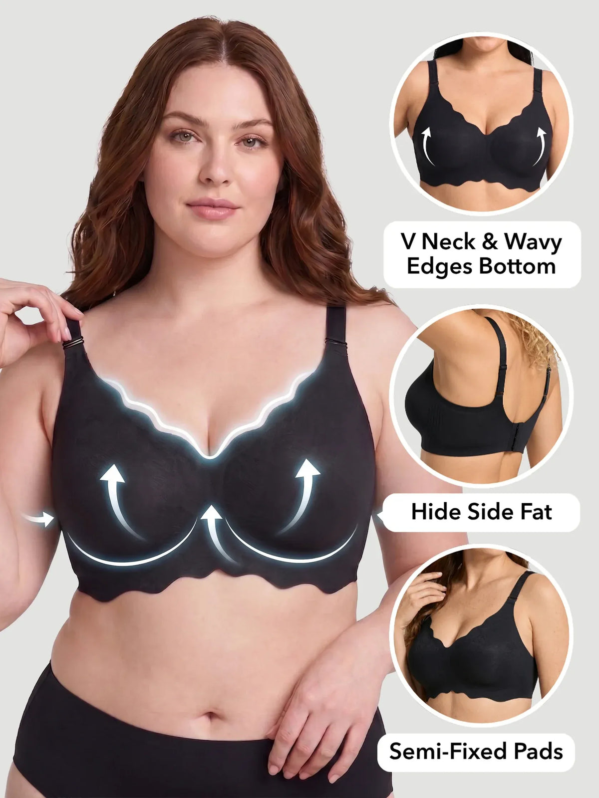 Pack of 3 - Push-Up Wireless Jelly Bra