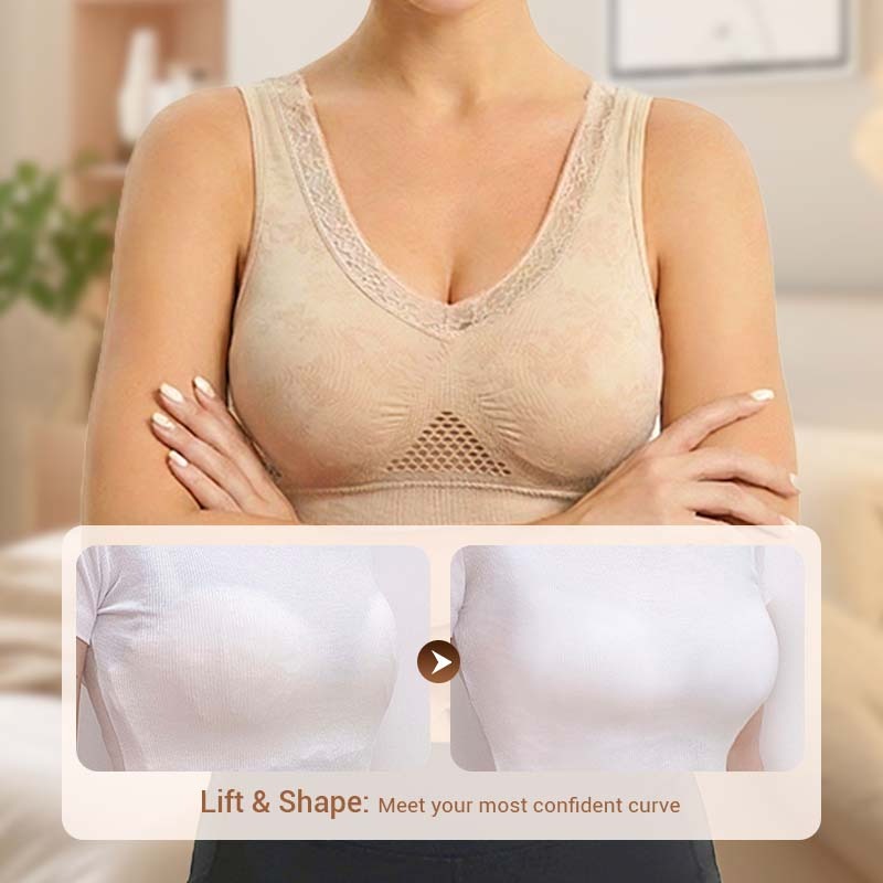 Pack of 3 - Lace Wireless Pure Cotton Buttonless Comfy Lifting Bra