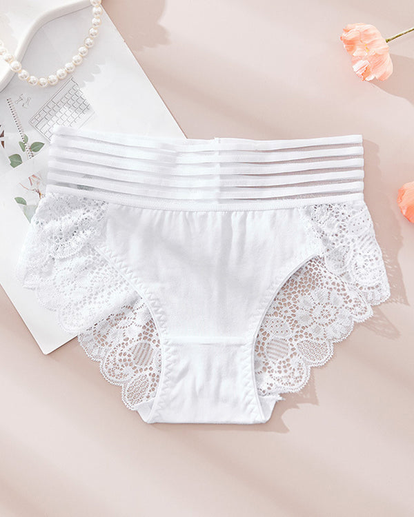 PACK OF 6: Women's Sexy High Waist Tummy Control Seamless Flower Lace Breathable Panties