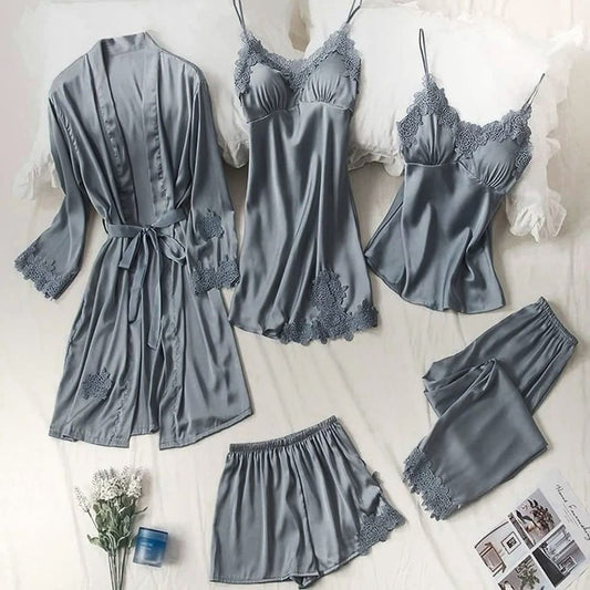 Women's 5 Piece Silk Nighty Soft Comfortable Stuff