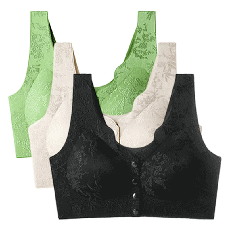 PACK OF 3 Comfort Front-Clasp & Wire-Free Seamless Bra